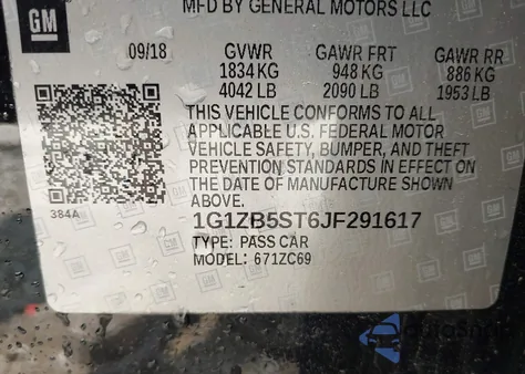 2018 Chevrolet Malibu 1Ls from USA, damaged, VIN 1G1ZB5ST6JF291617
